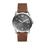 Fossil Commuter Grey Dial Brown Leather Strap Watch for Men - FS5417