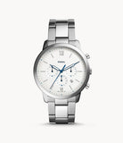 Fossil Neutra Chronograph White Dial Silver Steel Strap Watch for Men - FS5433