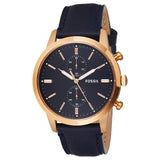 Fossil Townsman Chronograph Blue Dial Blue Leather Strap Watch for Men - FS5436