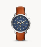 Fossil Neutra Chronograph Blue Dial Brown Leather Strap Watch for Men - FS5453