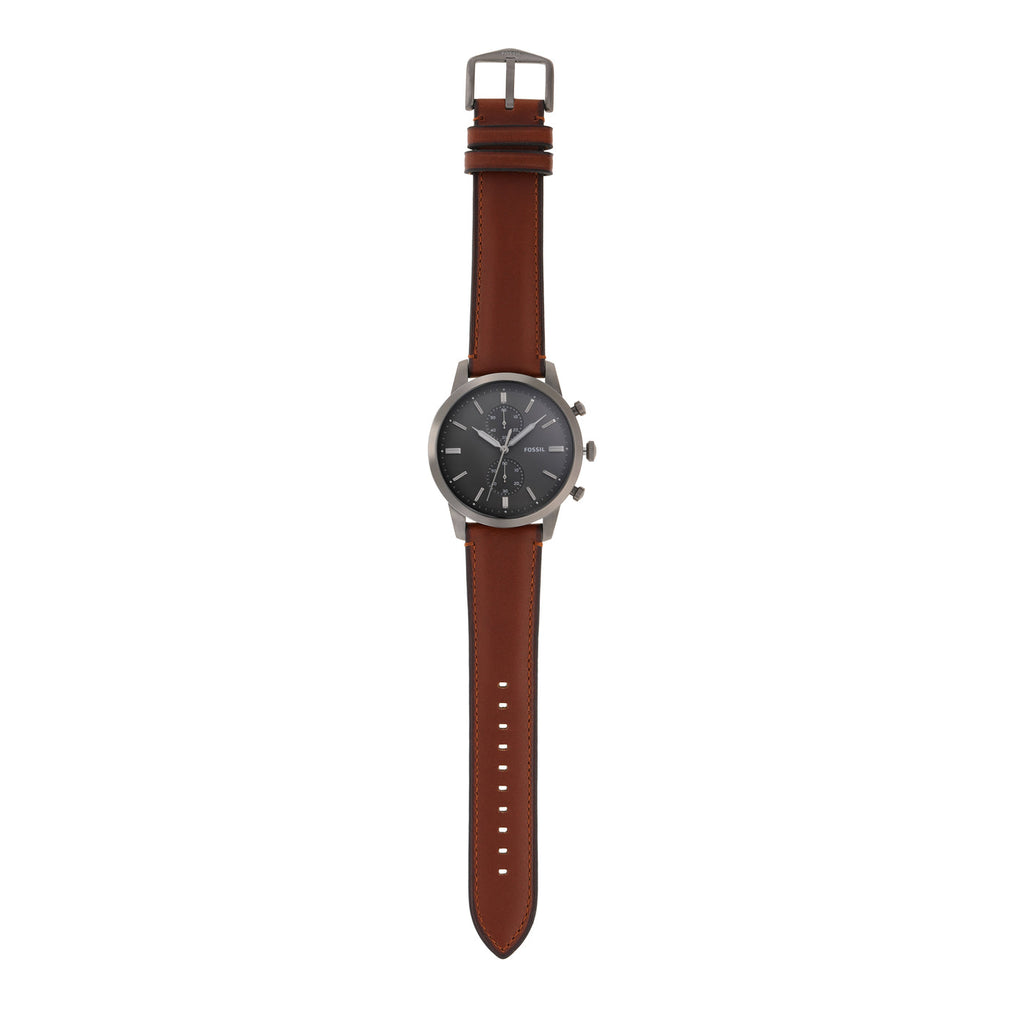 Fossil Townsman Chronograph Gray Dial Brown Leather Strap Watch