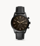 Fossil Goodwin Chronograph Black Dial Black Leather Strap Watch for Men - FS5585