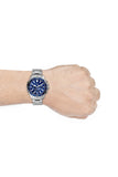 Fossil Garrett Chronograph Blue Dial Silver Steel Strap Watch for Men - FS5623