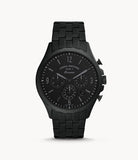 Fossil Forrester Chronograph Black Dial Black Steel Strap Watch for Men - FS5697