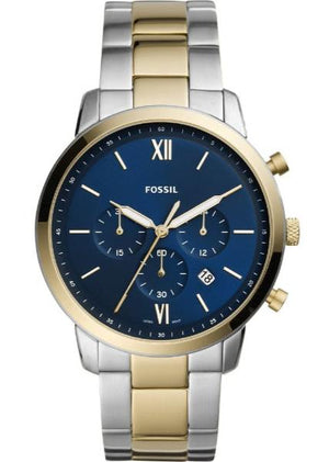 Fossil Neutra Chronograph Blue Dial Two Tone Steel Strap Watch for Men - FS5706