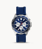 Fossil Garrett Chronograph Blue Dial Blue Rubber Strap Watch for Men - FS5709