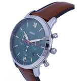 Fossil Neutra Chronograph Green Dial Brown Leather Strap Watch for Men - FS5735