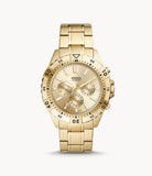 Fossil Garrett Chronograph Gold Dial Gold Steel Strap Watch for Men - FS5772