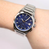 Fossil Everett Chronograph Blue Dial Silver Steel Strap Watch for Men - FS5795