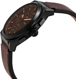 Fossil Everett Chronograph Black Dial Brown Leather Strap Watch for Men - FS5798