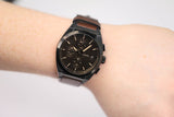 Fossil Everett Chronograph Black Dial Brown Leather Strap Watch for Men - FS5798