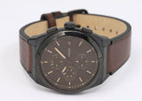 Fossil Everett Chronograph Black Dial Brown Leather Strap Watch for Men - FS5798