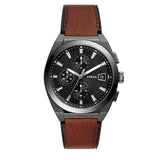 Fossil Everett Chronograph Grey Dial Brown Leather Strap Watch for Men - FS5799