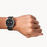 Fossil Retro Pilot Chronograph Black Dial Black Leather Strap Watch for Men - FS5806