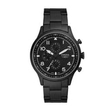 Fossil Pilot Chronograph Black Dial Black Steel Strap Watch for Men - FS5811