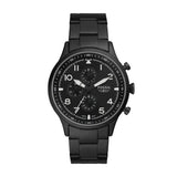 Fossil Pilot Chronograph Black Dial Black Steel Strap Watch for Men - FS5811