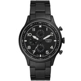 Fossil Pilot Chronograph Black Dial Black Steel Strap Watch for Men - FS5811