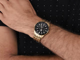 Fossil FB-01 Chronograph Black Dial Gold Steel Strap Watch for Men - FS5836