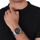 Fossil FB-01 Chronograph Black Dial Silver Steel Strap Watch for Men - FS5837