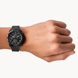 Fossil Bronson Chronograph Black Dial Black Steel Strap Watch for Men - FS5853