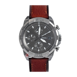 Fossil Bronson Chronograph Grey Dial Brown Leather Strap Watch for Men - FS5855