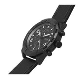 Fossil Bronson Chronograph Black Dial Black Leather Strap Watch for Men - FS5874