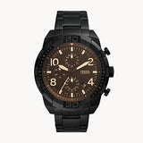 Fossil Bronson Chronograph Black Dial Black Steel Strap Watch for Men - FS5876