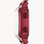 Fossil Retro Analog-Digital Black Dial Red Steel Strap Watch for Men - FS5897