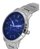 Fossil Neutra Minimalist Moonphase Blue Dial Silver Steel Strap Watch for Men - FS5907