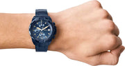 Fossil Bronson Chronograph Blue Dial Blue Steel Strap Watch for Men - FS5916