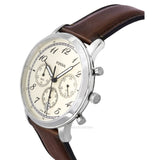 Fossil Neutra Chronograph White Dial Brown Leather Strap Watch for Men - FS6022