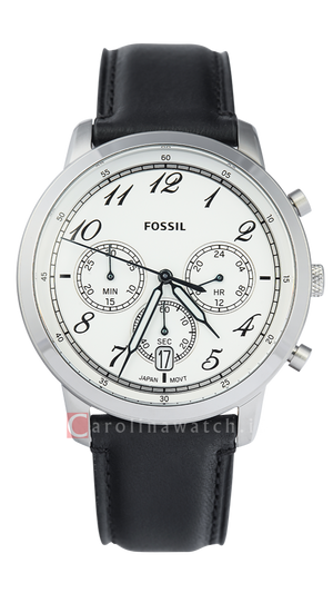 Fossil Neutra Chronograph White Dial Black Leather Strap Watch for Men - FS6023