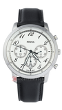 Fossil Neutra Chronograph White Dial Black Leather Strap Watch for Men - FS6023