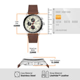 Fossil Sport Tourer Chronograph White Dial Brown Leather Strap Watch for Men - FS6042