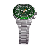 Fossil Sport Tourer Chronograph Green Dial Silver Steel Strap Watch for Men - FS6048