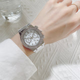 Guess Starlight Multifunction Diamonds White Dial White Rubber Strap Watch for Women - W0846L8