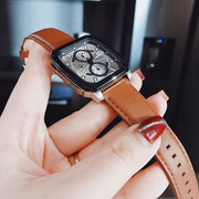 Fossil Inscription Multifunction Silver Dial Brown Leather Strap Watch for Men - BQ2658