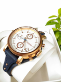 Fossil Original Boyfriend Chronograph White Dial Navy Blue Leather Strap Watch for Women - ES3838