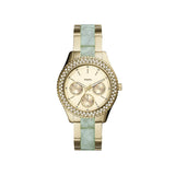 Fossil Stella Multifunction Gold Dial Two Tone Steel Strap Watch for Women - ES4757