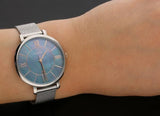 Fossil Jacqueline Mother of Pearl Blue Dial Silver Mesh Strap Watch for Women - ES4322