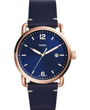 Fossil The Commuter Blue Dial Blue Leather Strap Watch for Men - FS5274