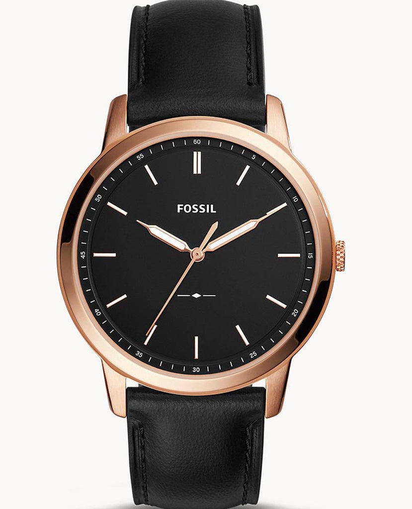 Fossil The Minimalist Black Dial Black Leather Strap Watch for Men - FS5376
