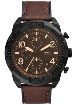 Fossil Bronson Chronograph Brown Dial Brown Leather Strap Watch for Men - FS5875