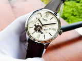 Fossil Townsman Automatic White Dial Brown Leather Strap Watch for Men - ME3064