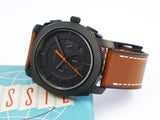 Fossil Machine Chronograph Black Dial Brown Leather Strap Watch for Men - FS5234