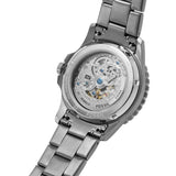 Fossil FB-01 Automatic Skeleton Black Dial Grey Steel Strap Watch for Men - ME3201