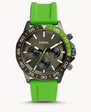 Fossil Bannon Chronograph Grey Dial Green Silicone Strap Watch for Men - BQ2501