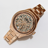 Fossil Rye Automatic Skeleton Rose Gold Dial Rose Gold Steel Strap Watch for Women - BQ3754