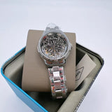 Fossil Rye Automatic Skeleton Silver Dial Silver Steel Strap Watch for Women - BQ3753