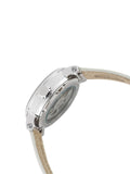 Fossil Boyfriend Automatic Skeleton Silver Dial White Leather Strap Watch for Women - ME3069